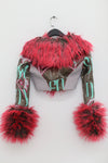 WINDOWSEN Embroidered short faux fur jacket 24C005BZ